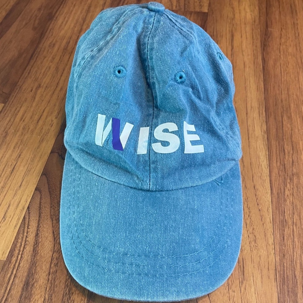 Adams Wise Logo Hat Mens OS Blue Cotton Adjustable Leather Strap Dad Cap LP101
